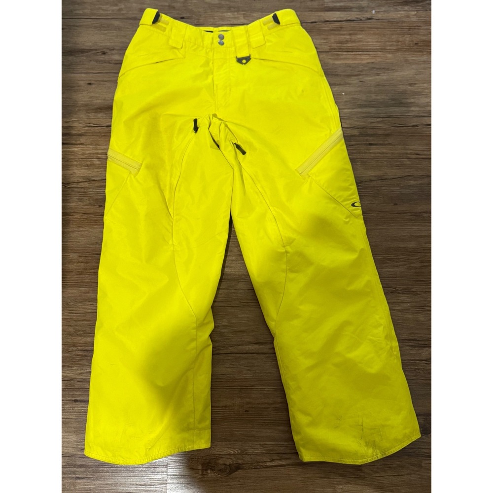 VTG Oakley Y2K Neon Yellow‎ Ski Snowboard Pants Mens S Thinsulate Waterproof